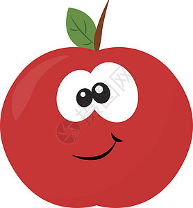 白色背景上的快乐水果插图食物叶子收藏情感卡通片表情红色微笑图片
