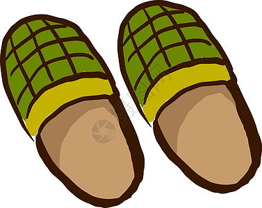 白色背景上的绿色拖鞋旅行鞋类家庭海滩凉鞋衣服失败图片