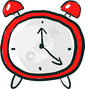 白色背景上的红色小时拨号手表警报插图数字圆圈模拟倒数图片