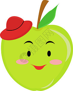 白色背景上的绿色食物贴纸水果艺术夹子草图叶子健康饮食图片