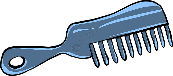 白色背景上的蓝色健康插图刷子理发师工具女性配饰梳子塑料头发图片