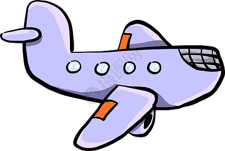 白色背景上的蓝色喷射航班商业天空飞机卡通片插图乘客翅膀运输图片