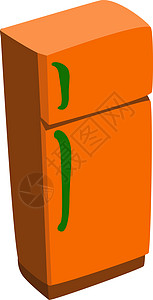 白色背景上的橙色清凉金属食物冰箱厨房电气家庭冻结插图图片