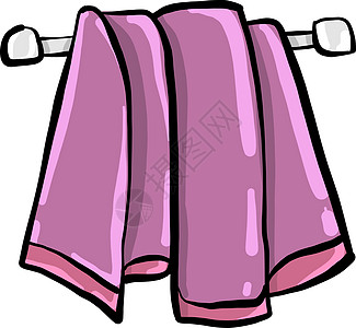 白色背景上的粉色艺术淋浴浴室洗澡棉布毛巾织物卡通片卫生草图图片