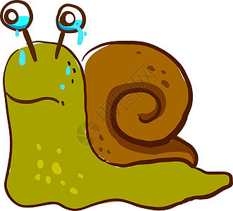 白色背景上的蜗牛野生动物眼泪动物海洋卡通片哭泣美食食物绘画海鲜背景图片