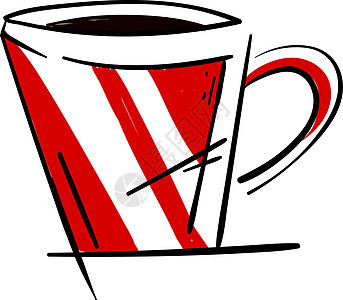 白色背景上的红色黑色早餐插图咖啡店食物厨房咖啡饮料液体制品图片