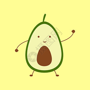 白色背景上的快乐食物饮食微笑种子蔬菜水果健康插图绿色卡通片图片