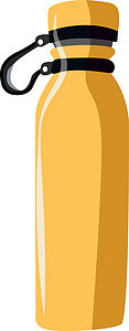 白色背景上的黄色饮料食物杯子真空金属塑料液体插图热水瓶咖啡图片