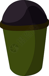 白色背景上的绿色垃圾桶插画矢量图片