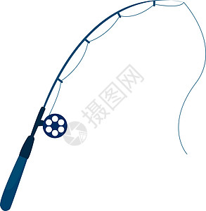 白色背景上的钓鱼乐器黑色运动爱好纺纱工具卷轴图片