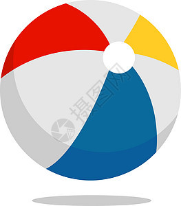 白色背景上的沙滩球插画矢量蓝色乐趣条纹塑料海滩游戏插图玩具圆形活动背景图片