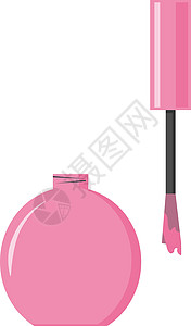 白色背景上的粉色美甲插画矢量红色艺术刷子女性瓶子插图指甲女士魅力黑色图片