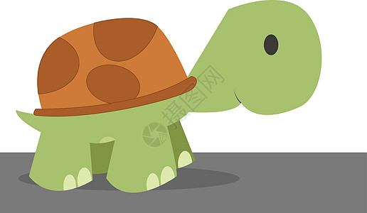 白色背景上的小绿色生物艺术动物荒野绘画卡通片乐趣乌龟爬虫图片