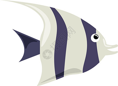 白色背景上的水族馆生活淡水动物卡通片蓝色情调海洋神仙鱼绘画图片