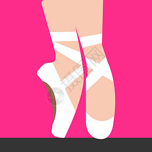 白色背景上的芭蕾舞鞋插画矢量展示粉色女性芭蕾舞演员丝绸艺术舞蹈丝带图片