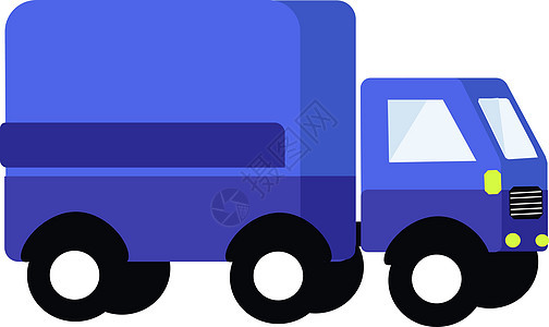 白色背景上的蓝色驾驶送货卡车汽车服务货物交通运输货车车轮背景图片