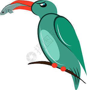 白色背景上的绿色绘画荒野异国野生动物翅膀飞行艺术情调动物蓝色图片