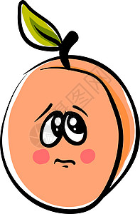 白色背景上的悲伤杏插画矢量椭圆形绘画水果叶子收成食物花园眼睛橙子健康图片