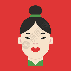 中国在白色背景上头发插图女孩女性裙子女士艺术图片