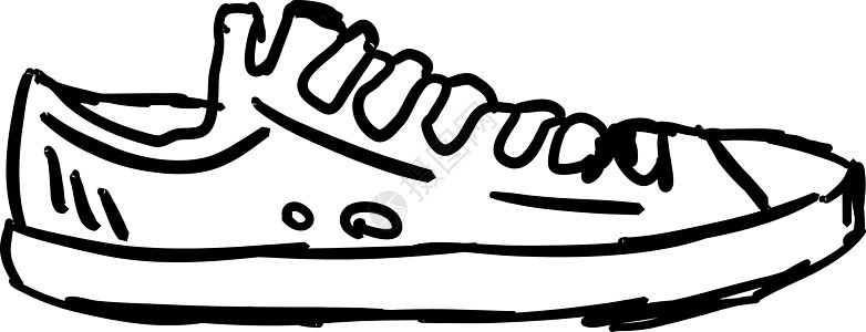 白色背景上的运动鞋训练手绘跑步艺术插图运动鞋类草图涂鸦绘画图片