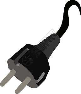 白色背景上的电插头插图矢量电缆金属力量插座电压电气黑色技术绳索互联网图片