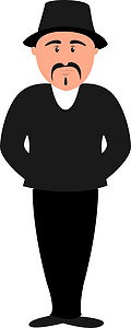 白色背景上的黑衣人插画矢量经理女性身体男性团体男人人士黑色商业女士图片