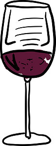 在白色背景上的玻璃中的葡萄酒酒厂酒吧饮料红色插图酒精艺术绘画液体餐厅图片