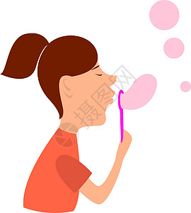 白色背景上的粉色泡泡插画矢量气泡圆圈玻璃咀嚼肥皂玫瑰图片