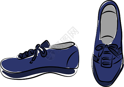 白色背景上的蓝色鞋子插画矢量运动衣服运动鞋插图鞋类皮革图片