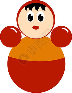 白色背景上的乐趣倾斜娃娃红色插图婴儿圆形家庭玩具平衡图片