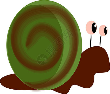 白色背景上的怪异蜗牛插画矢量图片