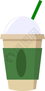 白色背景上的绿色咖啡插画矢量图片
