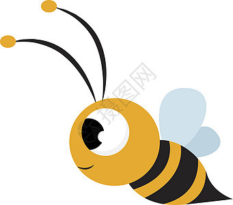 白色背景上的可爱艺术卡通片黑色漏洞动物蜜蜂蜂蜜熊蜂昆虫黄色图片