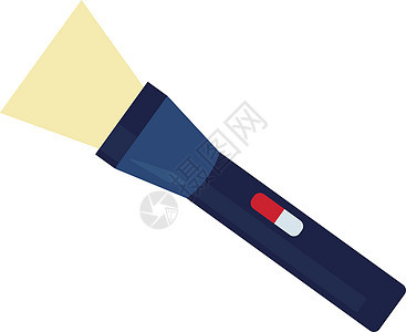 白色背景上的蓝色手电筒插画矢量插图按钮电池灯泡玻璃照明灯笼塑料工具情况图片