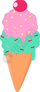 白色背景上带有的冰淇淋胡扯香草产品食物甜点奶油状奶制品绿色锥体插图图片