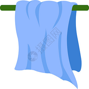 白色背景上的蓝色浴室卫生架子家庭毛巾衣架酒店温泉海滩图片