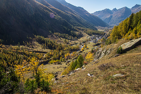 秋天瑞士阿尔卑斯山的风景绿色场景土地植物自然场天空环境生长城市山脉图片