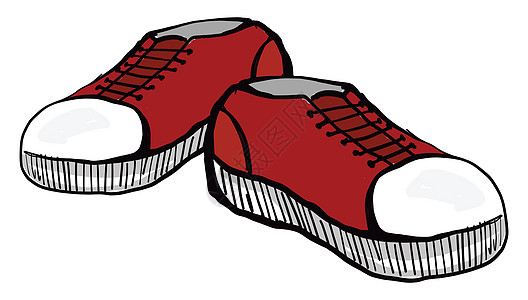红运动鞋 插图 白底矢量图片