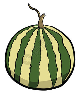 白色背景上的大西瓜绿色甜点食物西瓜水果植物浆果卡通片背景图片
