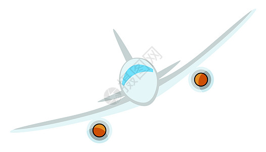 白色飞行飞机 插图 白背景的矢量图片