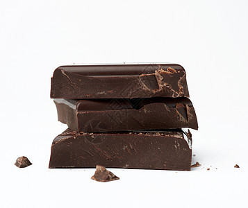 白色背景上黑巧克力的堆叠块Name烹饪糖果营养可可甜点食物棕色诱惑美食黑色图片