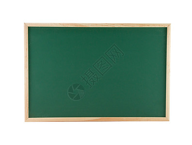 绿色黑板与木制框架隔离在白色背景水平木头粉笔墙纸菜单黑色灰尘绘画学习艺术图片