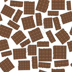 牛奶棕色巧克力棒无缝模式 甜福甜点营养小吃产品食物美食酒吧诱惑正方形可可图片