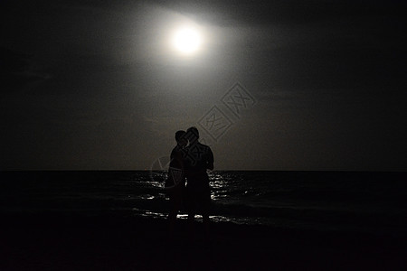 爱情情侣看月亮背景图片