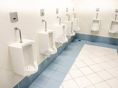 空的清洁新公共厕所卫生间酒店排尿民众奢华镜子洗手间房间小便池潮红图片
