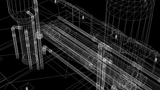 3d 3Gaff  工业建筑的电线框架模型活力气体技术燃料锅炉建造化学品生产工作力量图片