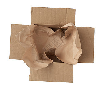 用于运输和快捷键的空平面棕色纸板盒盒子回收店铺纸板仓库包装纸盒送货正方形船运背景图片