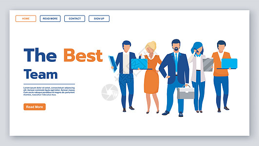 最佳团队着陆页矢量模板 商业公司网站图片