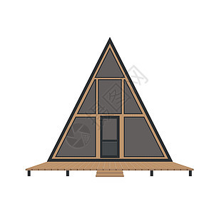 一个框架的小房子 它制作图案在树林里的小屋旅行木头高山卡通片房子建筑学村庄森林窗户场景图片