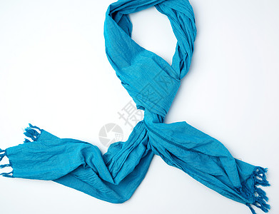 蓝色女围巾模仿系在白色背上的脖子图片
